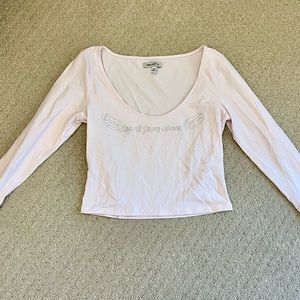 Pink cropped long sleeve with diamanté detailing